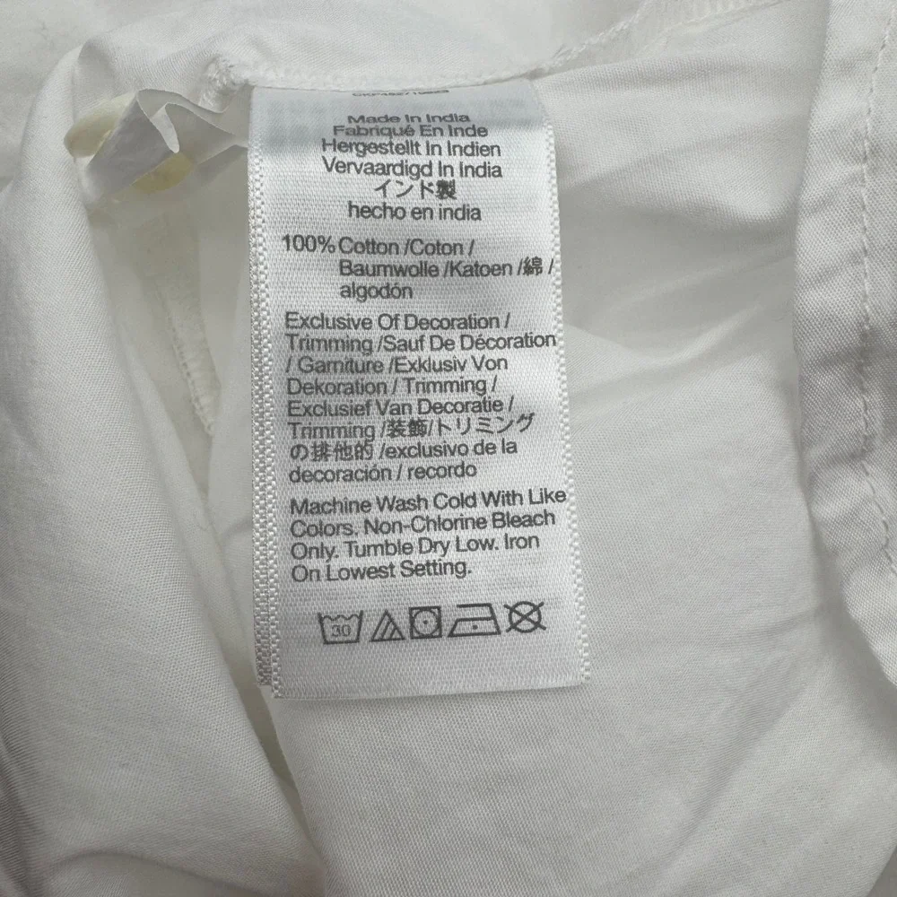 Madewell Embroidered Poplin Balloon-Sleeve Top White Boho Peasant Size‎ L